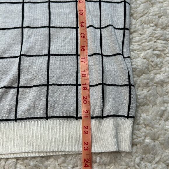 Halogen White and Black Checkered Plaid Sweater Vest Style Tank Top Soft ST3 - Picture 9 of 10